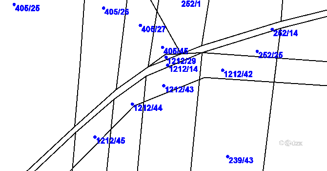 Parcela st. 1212/43 v KÚ Třeboc, Katastrální mapa