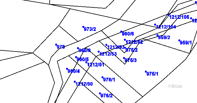 Parcela st. 1212/53 v KÚ Třeboc, Katastrální mapa