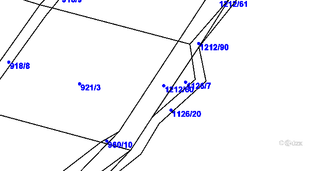 Parcela st. 1212/60 v KÚ Třeboc, Katastrální mapa