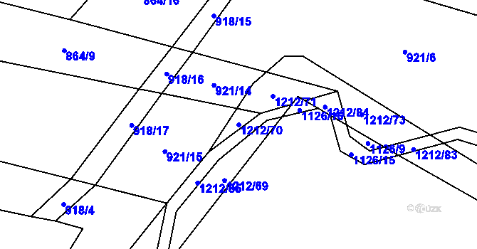 Parcela st. 1212/70 v KÚ Třeboc, Katastrální mapa