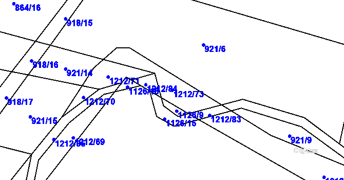 Parcela st. 1212/73 v KÚ Třeboc, Katastrální mapa