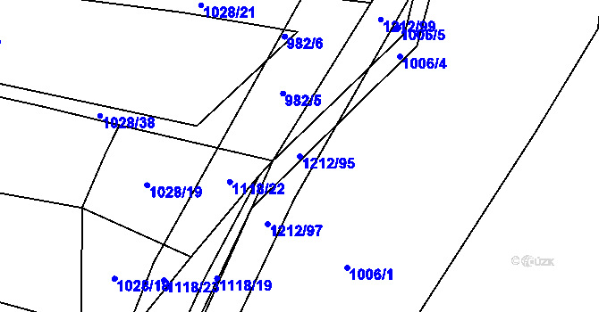 Parcela st. 1212/95 v KÚ Třeboc, Katastrální mapa