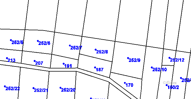 Parcela st. 252/8 v KÚ Třeboc, Katastrální mapa