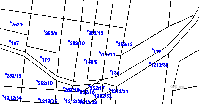 Parcela st. 252/11 v KÚ Třeboc, Katastrální mapa