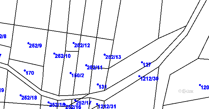 Parcela st. 252/13 v KÚ Třeboc, Katastrální mapa