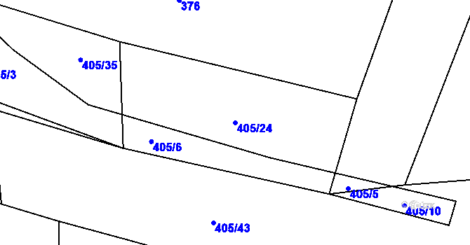 Parcela st. 405/24 v KÚ Třeboc, Katastrální mapa