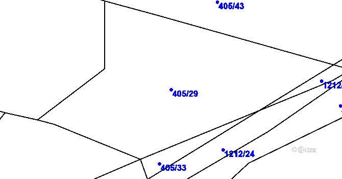Parcela st. 405/29 v KÚ Třeboc, Katastrální mapa