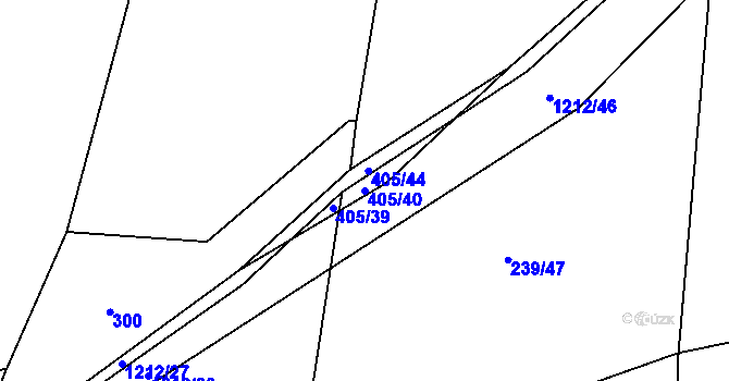 Parcela st. 405/40 v KÚ Třeboc, Katastrální mapa