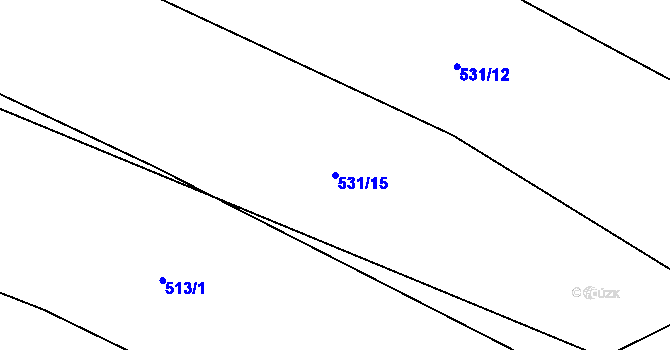 Parcela st. 531/15 v KÚ Třeboc, Katastrální mapa