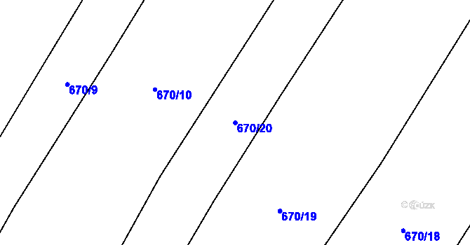 Parcela st. 670/20 v KÚ Třeboc, Katastrální mapa