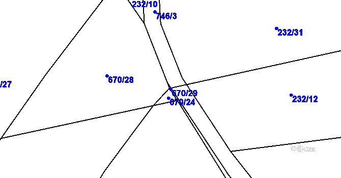 Parcela st. 670/29 v KÚ Třeboc, Katastrální mapa