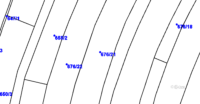 Parcela st. 676/21 v KÚ Třeboc, Katastrální mapa