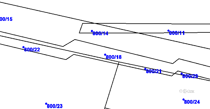 Parcela st. 800/18 v KÚ Třeboc, Katastrální mapa