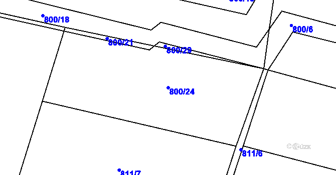 Parcela st. 800/24 v KÚ Třeboc, Katastrální mapa