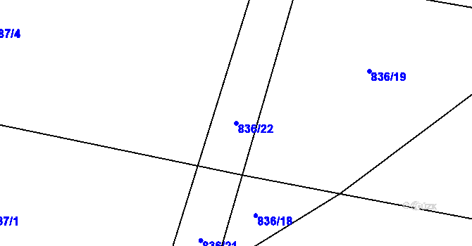 Parcela st. 836/22 v KÚ Třeboc, Katastrální mapa