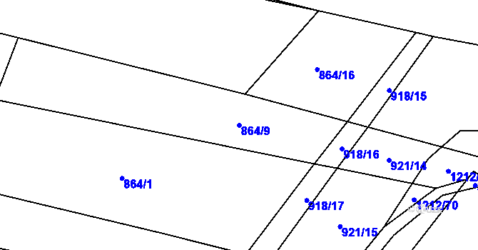 Parcela st. 864/9 v KÚ Třeboc, Katastrální mapa
