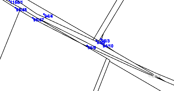 Parcela st. 95/6 v KÚ Třeboc, Katastrální mapa