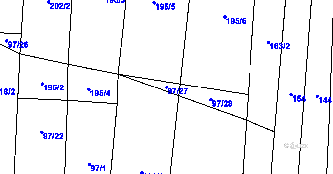 Parcela st. 97/27 v KÚ Třeboc, Katastrální mapa