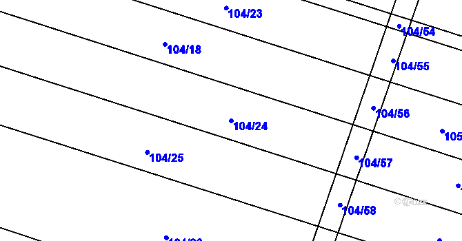 Parcela st. 104/24 v KÚ Třeboc, Katastrální mapa