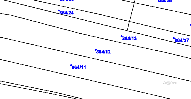 Parcela st. 864/12 v KÚ Třeboc, Katastrální mapa