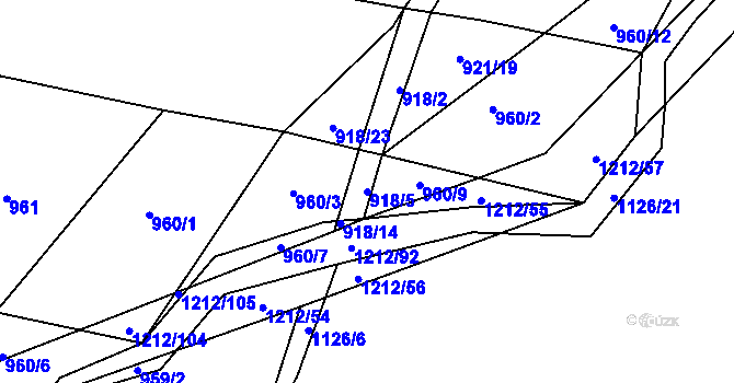 Parcela st. 918/5 v KÚ Třeboc, Katastrální mapa