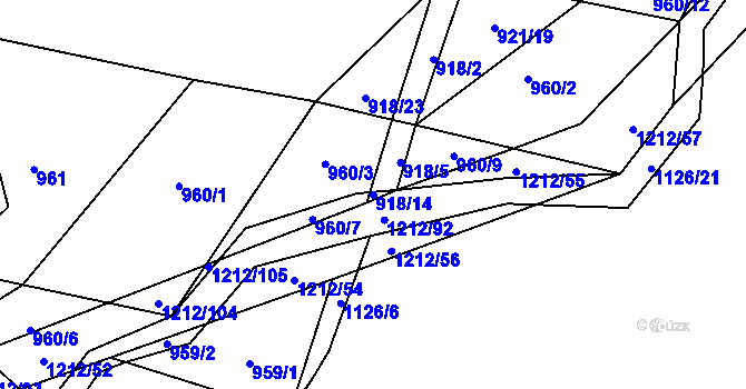 Parcela st. 918/14 v KÚ Třeboc, Katastrální mapa