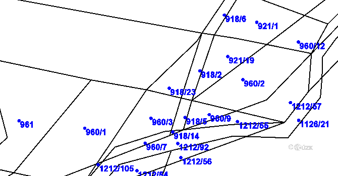 Parcela st. 918/23 v KÚ Třeboc, Katastrální mapa