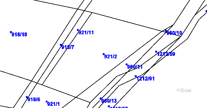 Parcela st. 921/2 v KÚ Třeboc, Katastrální mapa
