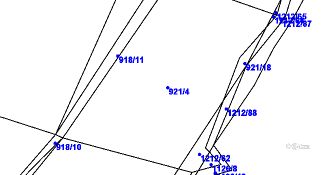 Parcela st. 921/4 v KÚ Třeboc, Katastrální mapa