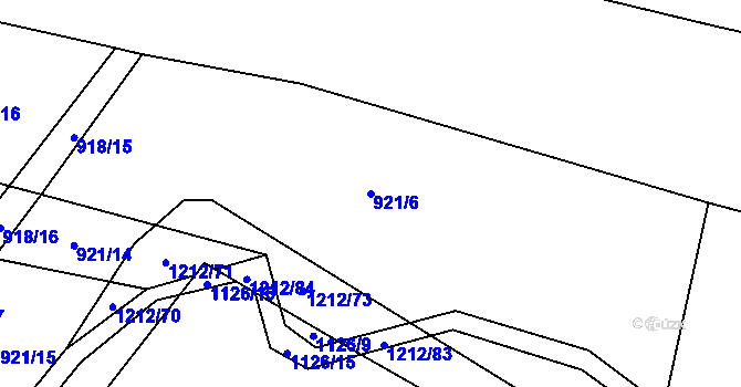 Parcela st. 921/6 v KÚ Třeboc, Katastrální mapa