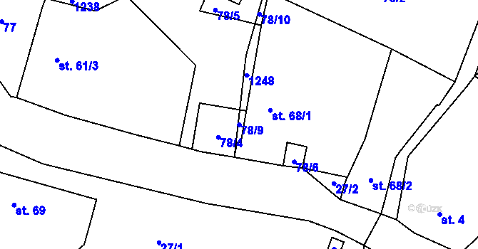 Parcela st. 78/9 v KÚ Třeboc, Katastrální mapa