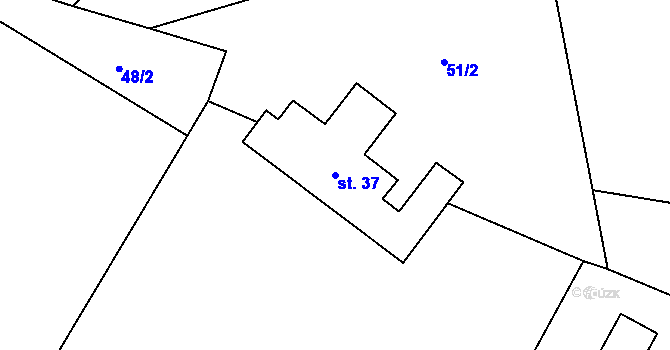 Parcela st. 37 v KÚ Hubenov u Třebohostic, Katastrální mapa