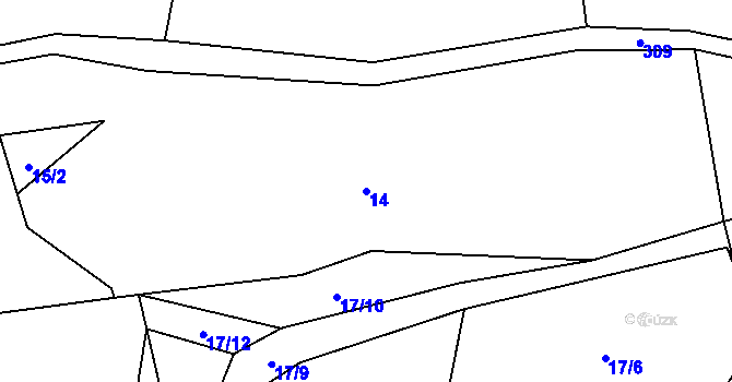 Parcela st. 14 v KÚ Hubenov u Třebohostic, Katastrální mapa
