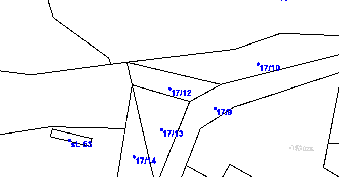 Parcela st. 17/12 v KÚ Hubenov u Třebohostic, Katastrální mapa