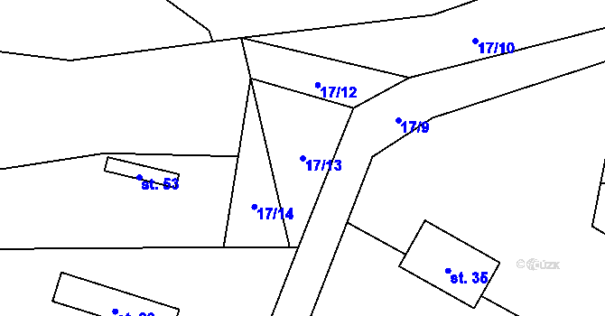 Parcela st. 17/13 v KÚ Hubenov u Třebohostic, Katastrální mapa