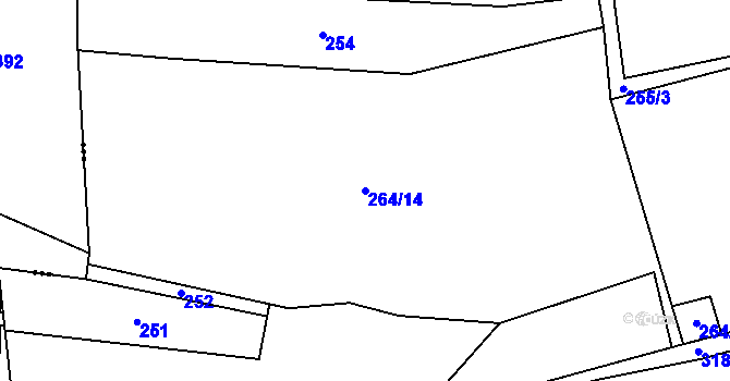Parcela st. 264/14 v KÚ Hubenov u Třebohostic, Katastrální mapa