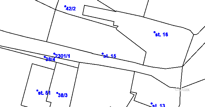 Parcela st. 15 v KÚ Třebohostice, Katastrální mapa