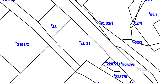 Parcela st. 31 v KÚ Třebohostice, Katastrální mapa