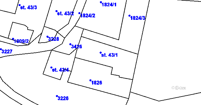 Parcela st. 43/1 v KÚ Třebohostice, Katastrální mapa
