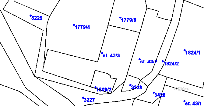 Parcela st. 43/3 v KÚ Třebohostice, Katastrální mapa