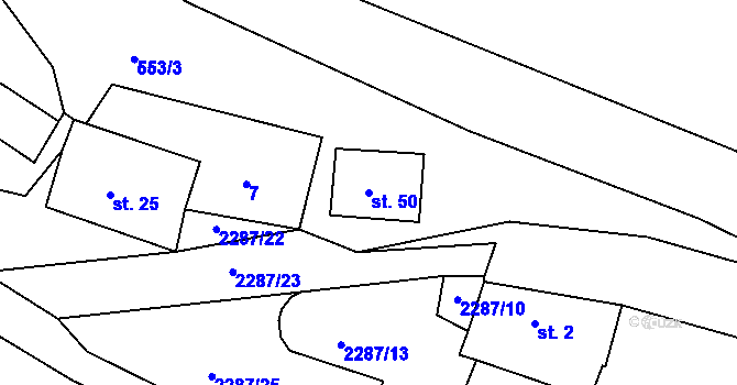 Parcela st. 50 v KÚ Třebohostice, Katastrální mapa