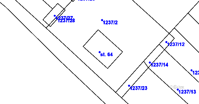 Parcela st. 64 v KÚ Třebohostice, Katastrální mapa