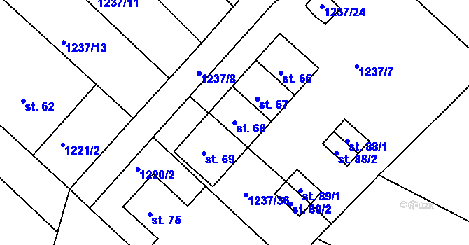Parcela st. 68 v KÚ Třebohostice, Katastrální mapa