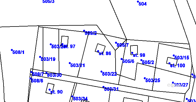 Parcela st. 86 v KÚ Třebohostice, Katastrální mapa