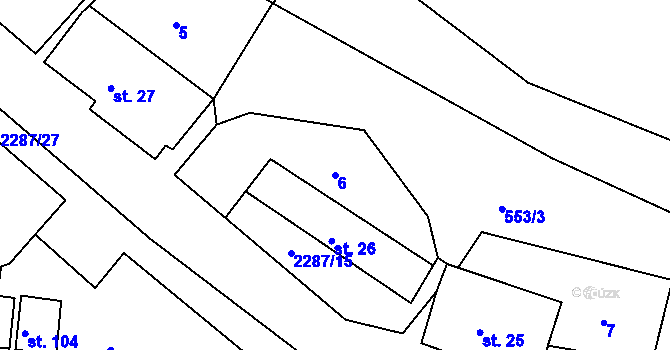 Parcela st. 6 v KÚ Třebohostice, Katastrální mapa