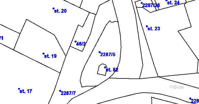 Parcela st. 2287/5 v KÚ Třebohostice, Katastrální mapa