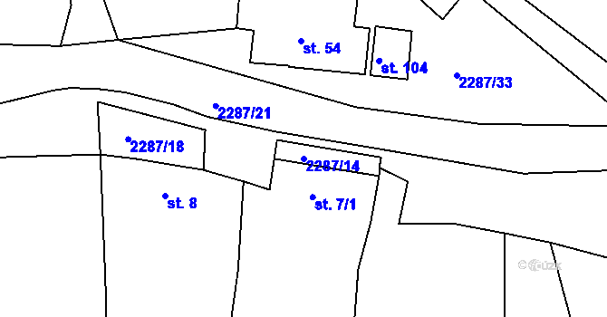 Parcela st. 2287/14 v KÚ Třebohostice, Katastrální mapa