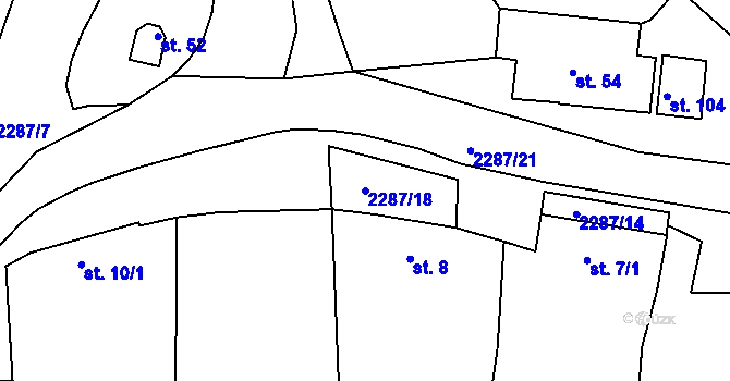 Parcela st. 2287/18 v KÚ Třebohostice, Katastrální mapa