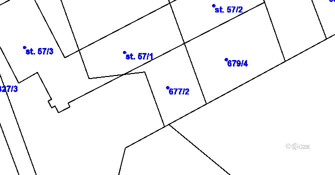 Parcela st. 677/2 v KÚ Třebohostice, Katastrální mapa