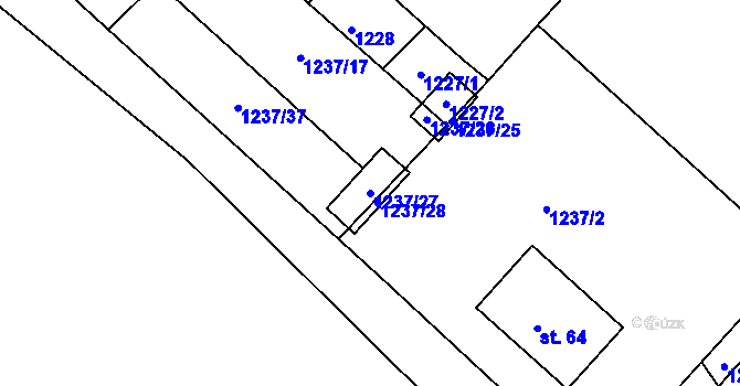 Parcela st. 1237/27 v KÚ Třebohostice, Katastrální mapa